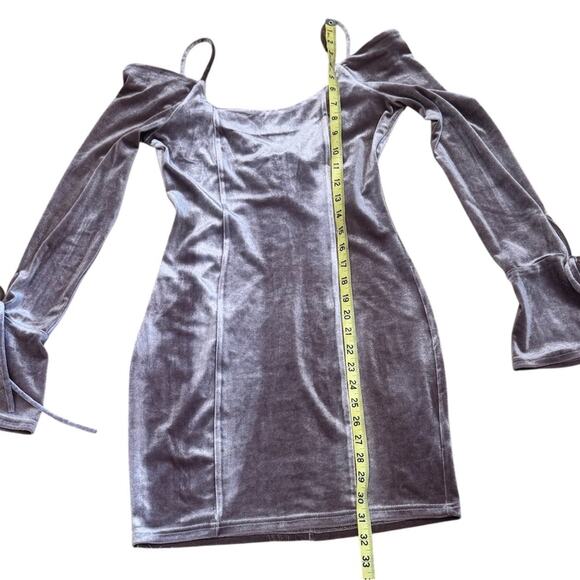 NWT Dance&Marvel Small Velvet Mauve Mini Long bell Sleeve Dress feminine evening - Picture 7 of 8